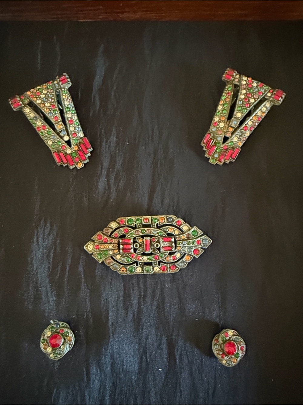 Vintage Art Deco 20’s/30’s Brooch, Shoe Clips and Earring Set